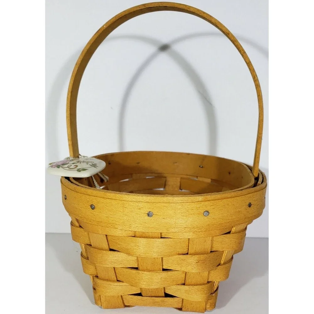 1999 Longaberger Horizon Of Hope Basket Set W/ Liner Protector Lid Tie On